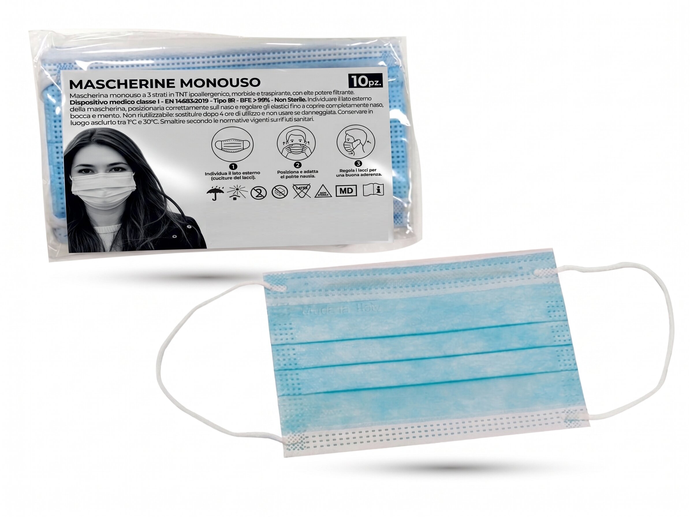 mascherina monouso 10 pezzi