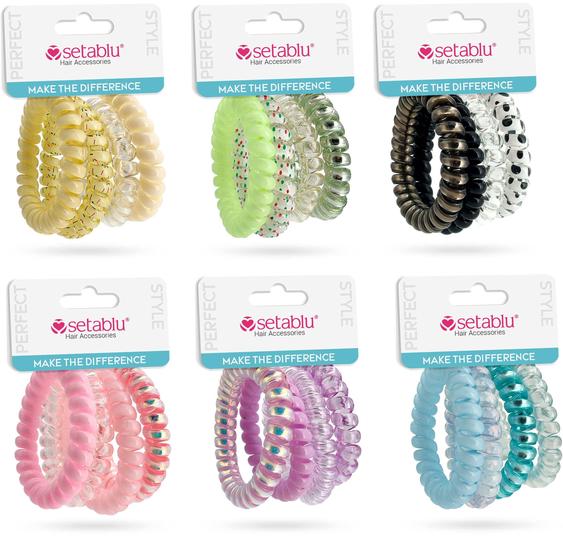 elastico a spirale 4 pezzi vari colori