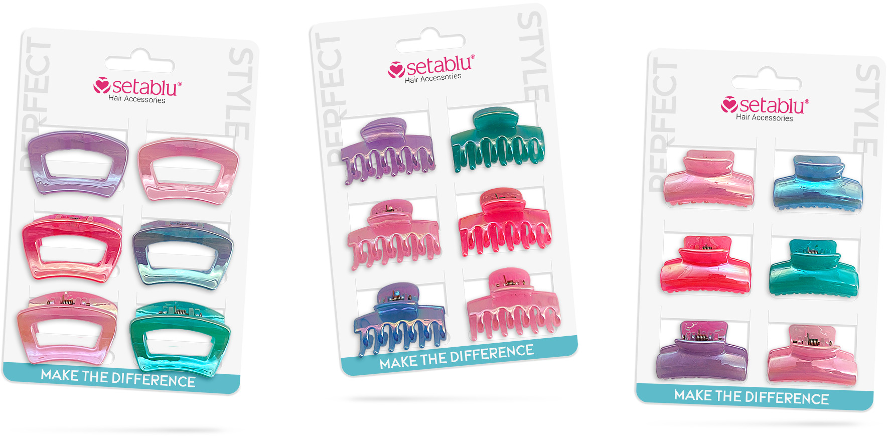 pinze 3,5cm 3 pezzi vari modelli e colori