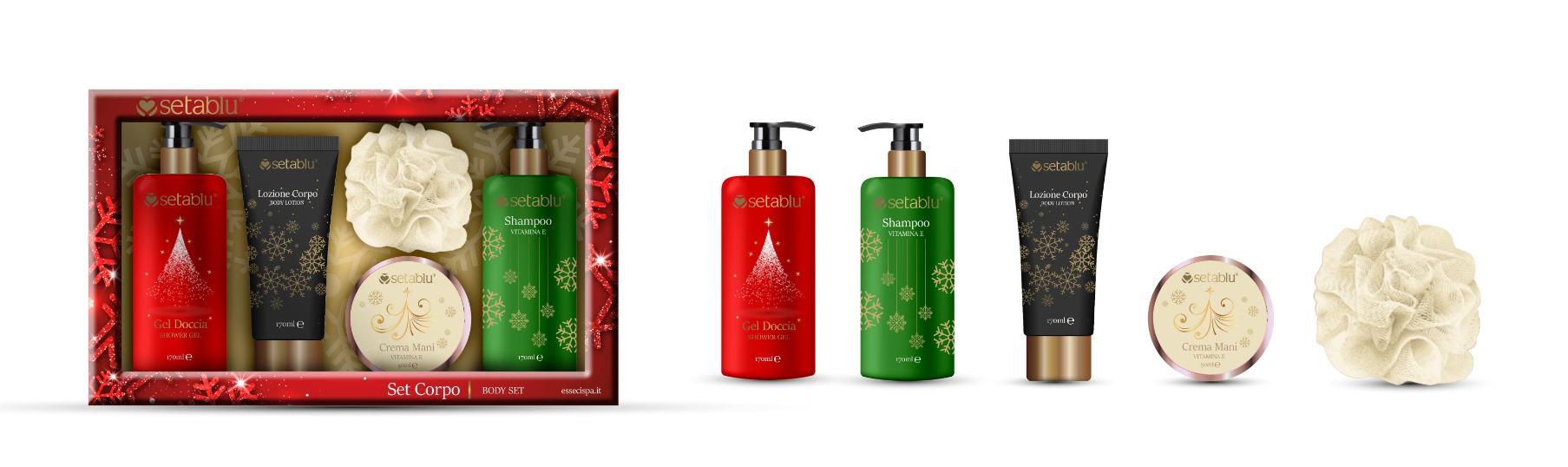 set regalo 5 pezzi natale