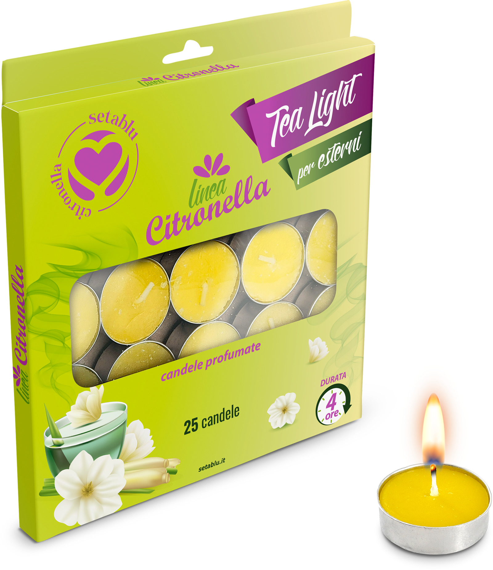 tea light citronella confezione da 25 pezzi in sca